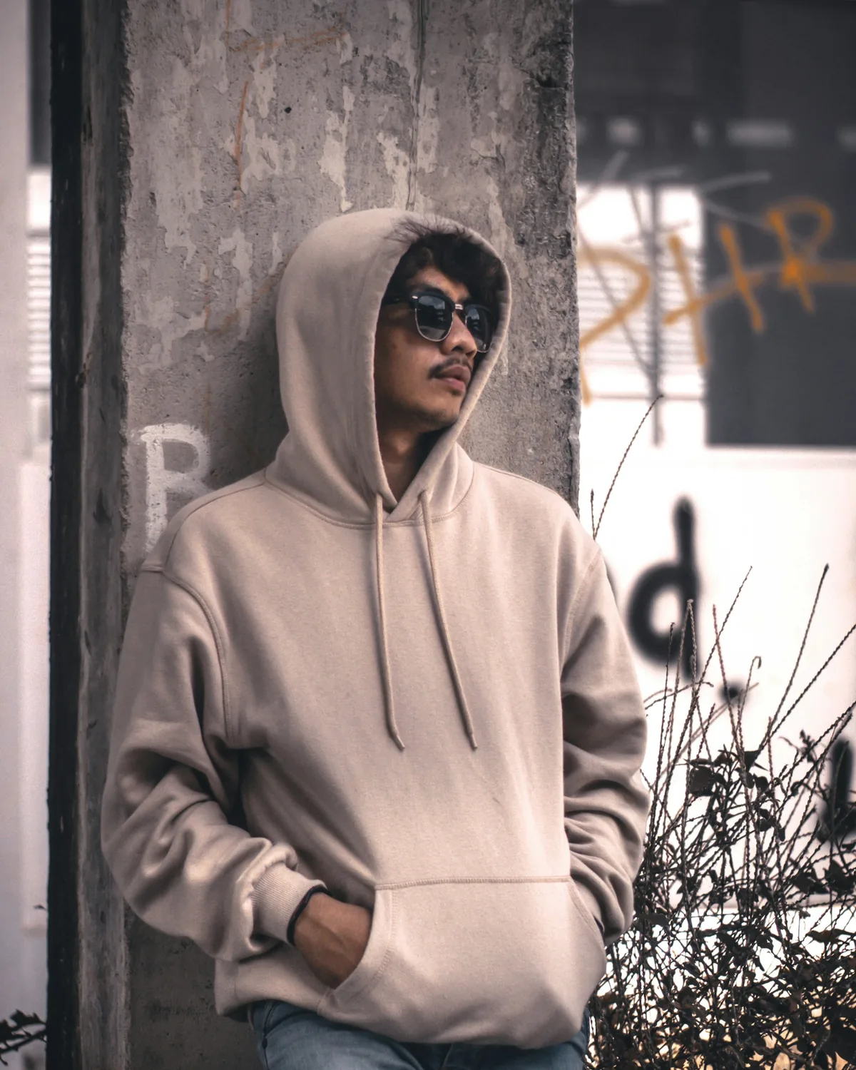Hoodie sable, molleton gratté